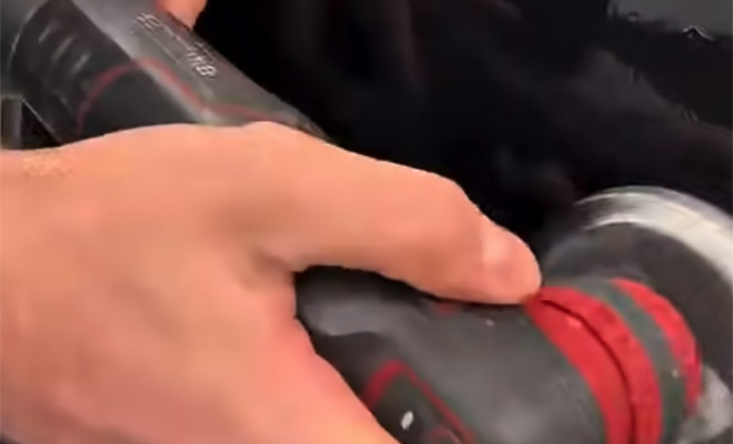 Leveling repair compound on car paint. Still from @pikong video