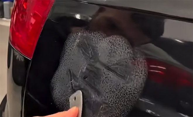 Sanding a car scratch. Still from @pikong video