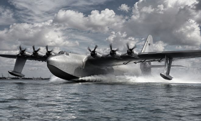 AI illustration based on the real H-4 Hercules prototype